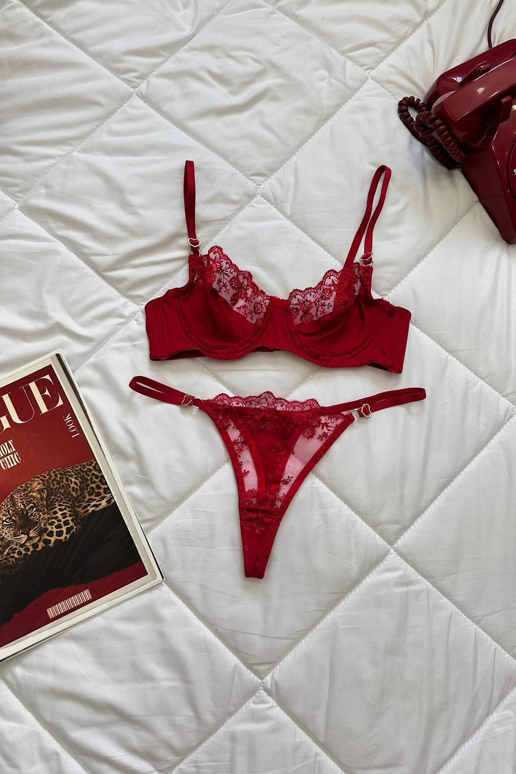Sophie Kırmızı Dantel Detaylı Exclusive Bralet Set