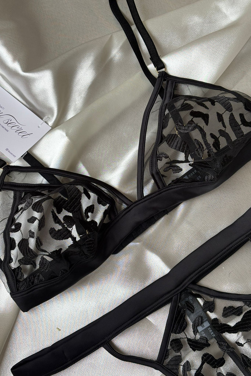 Lydiane Siyah Transparan Premium Bralet Set