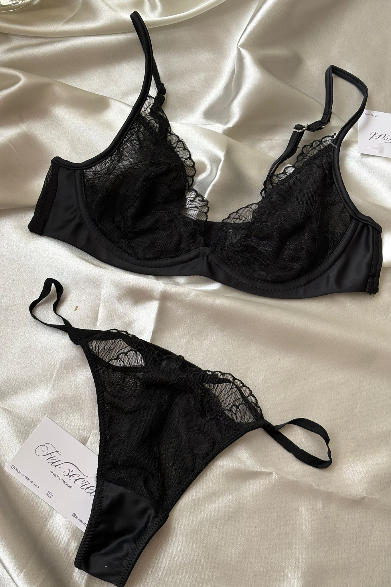 Elona Siyah Dantel Detaylı Premium Bralet Set