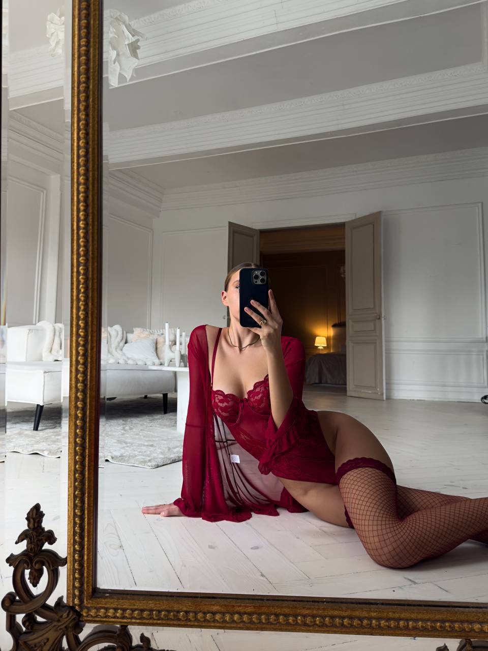Freya Bordo Premium Dantel Detaylı Babydoll