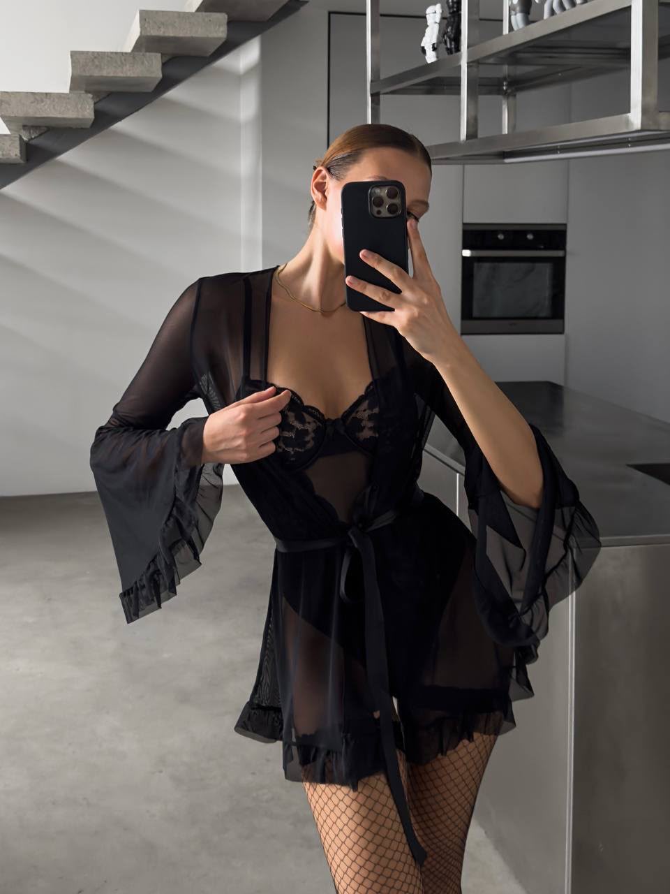 Freya Siyah Premium Dantel Detaylı Babydoll